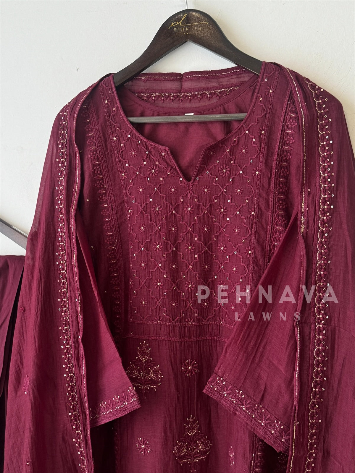 Premium Chanderi Handworked Ensemble-No.8 - Pehnava Lawns