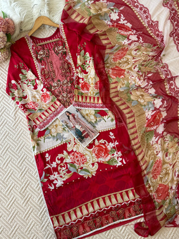 Timeless red Unstitched Suit