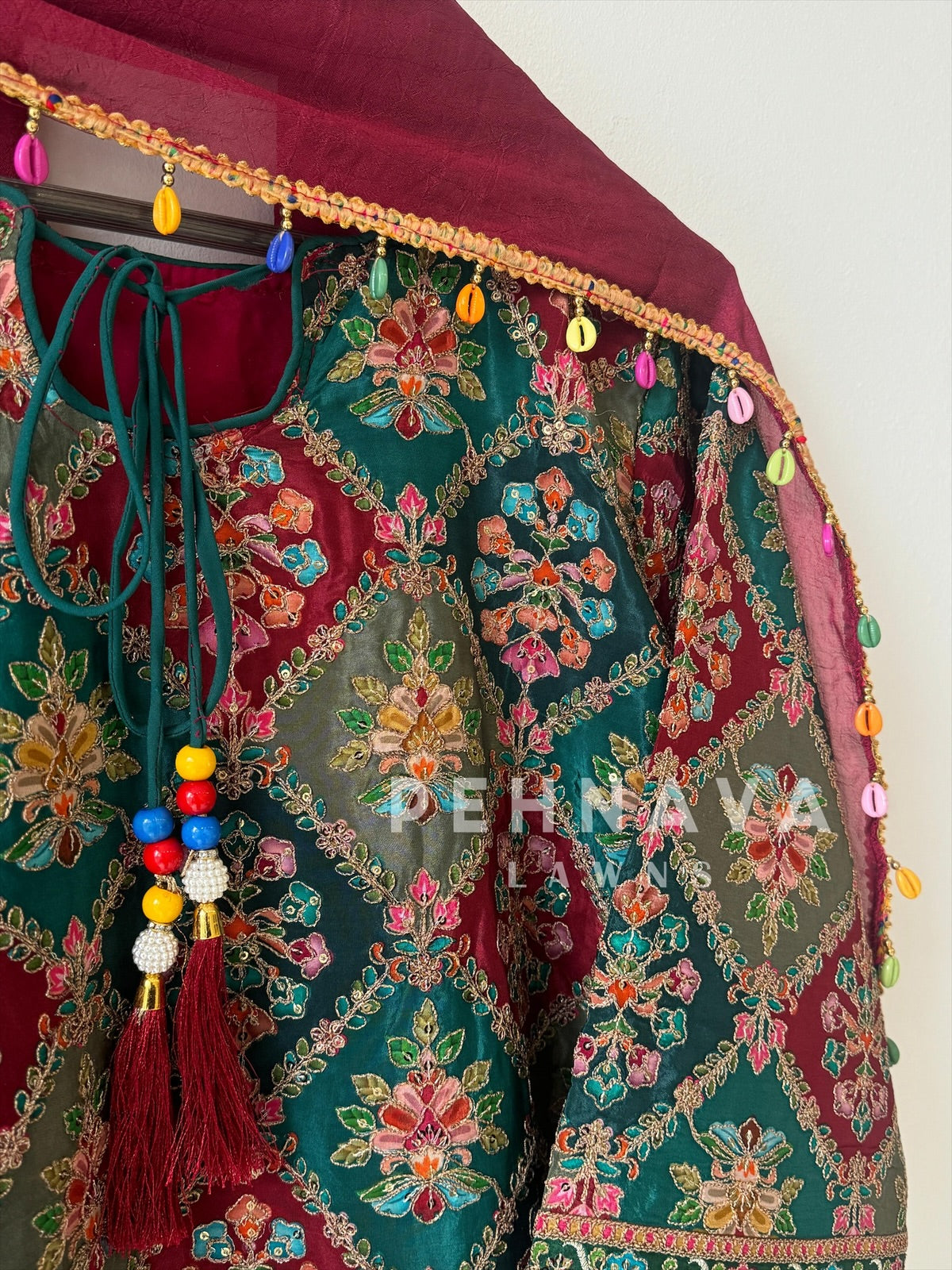 Intricate Floral Embroidery Suit With Beaded Dupatta(Pre-booking 6-7 Days Dispatching Time ) - Pehnava Lawns