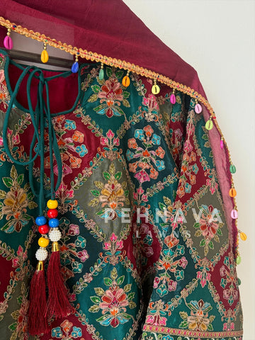 Intricate Floral Embroidery Suit With Beaded Dupatta(Pre-booking 6-7 Days Dispatching Time ) - Pehnava Lawns