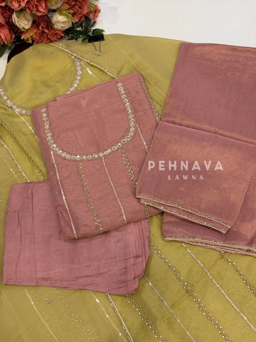 Tissue Handworked Unstitched Suit-304