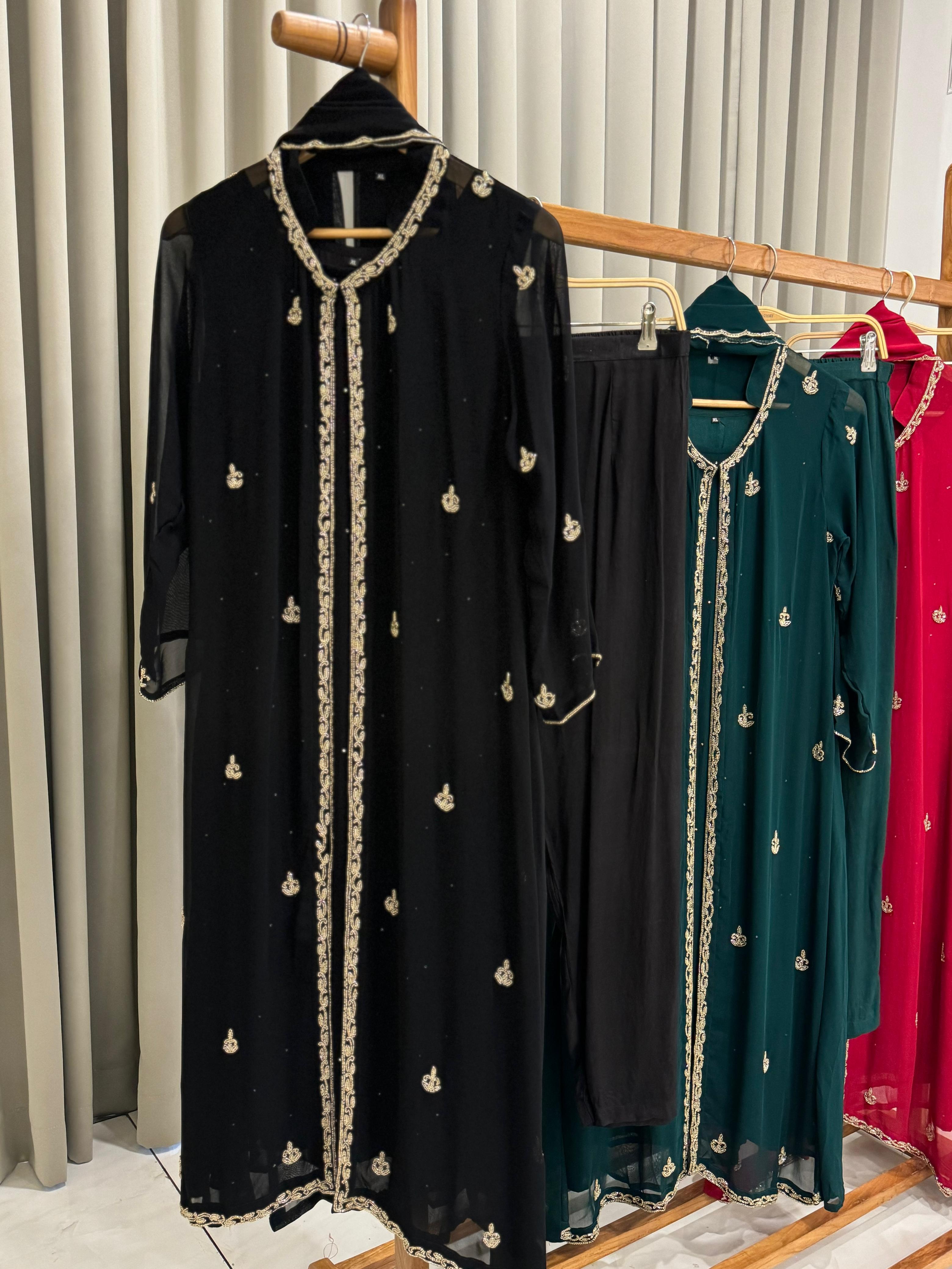 Premium Georgette handworked jacket style suit- 6792