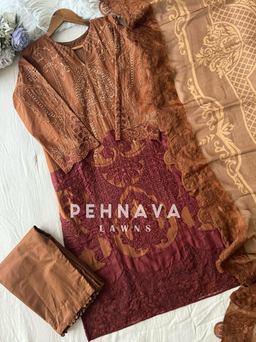 Multi Shaded Suit With Appliqué Design-1286A