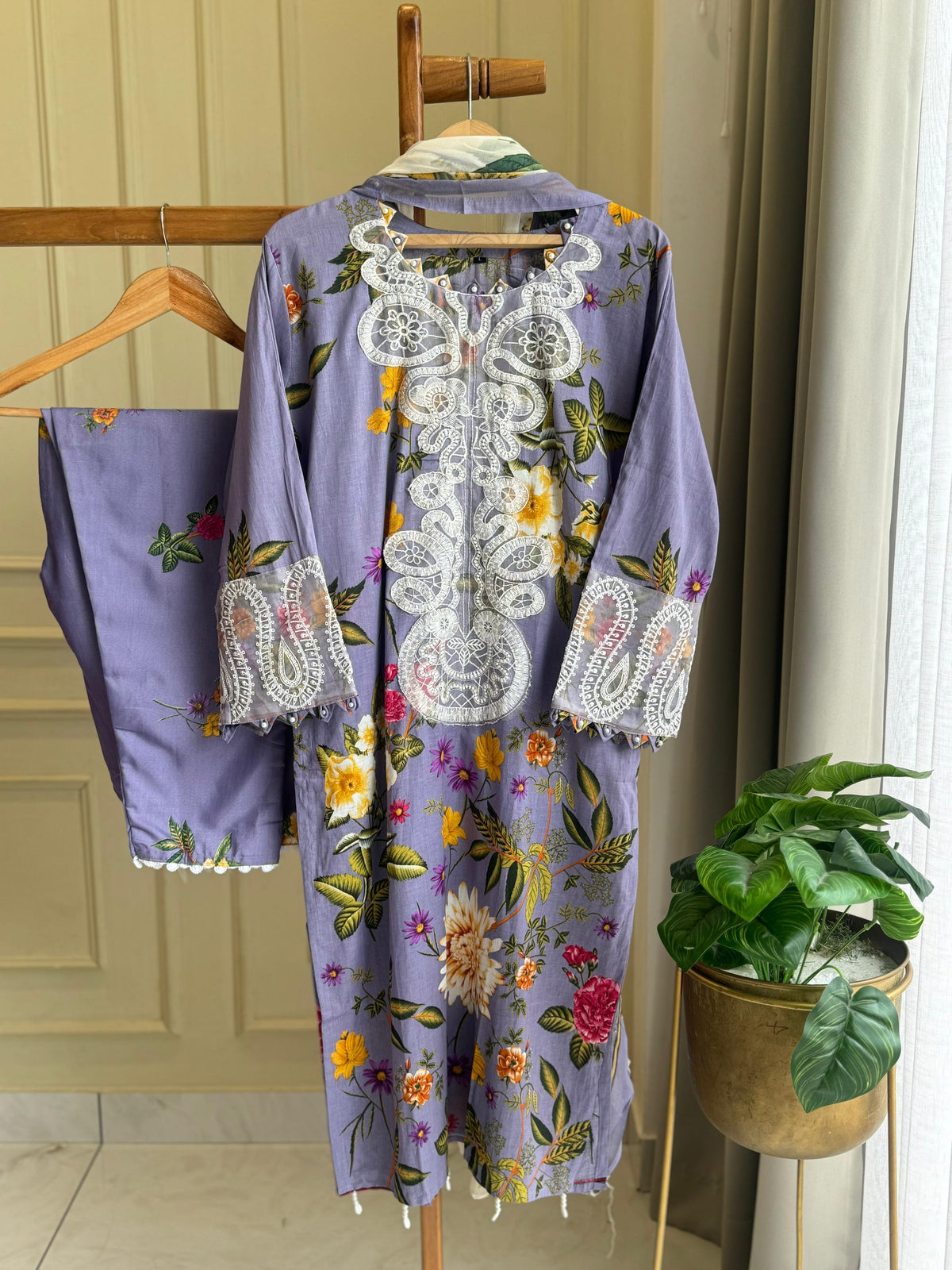 Violet Vibrant Floral Suit-2002