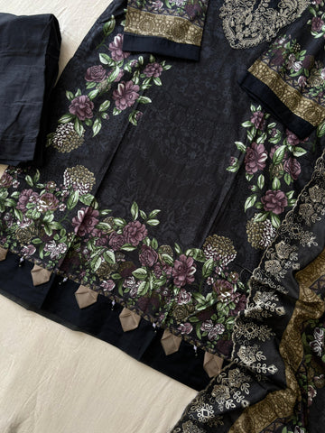 Printed Pakistani Cotton Suit Ft.Neckline Embroidery-6