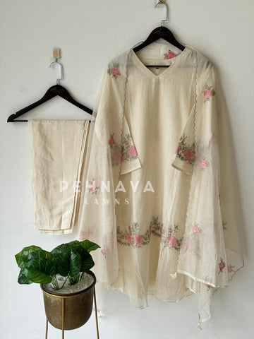 Chanderi Floral Embroidered Suit Set-4092