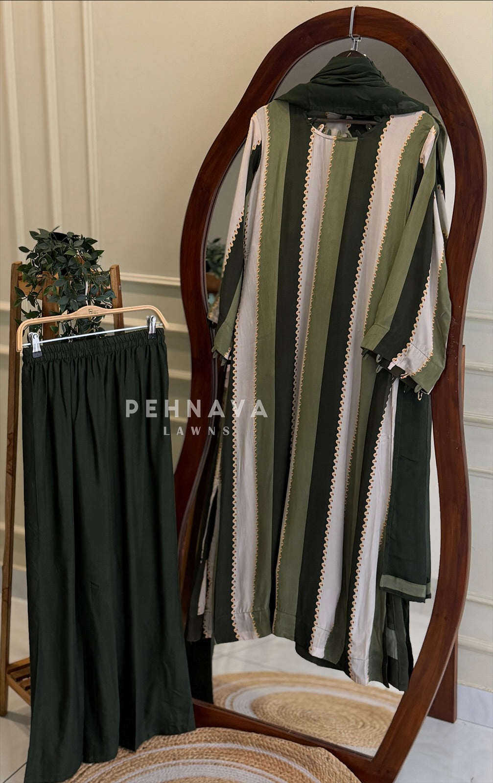 Striped Crepe Suit Set