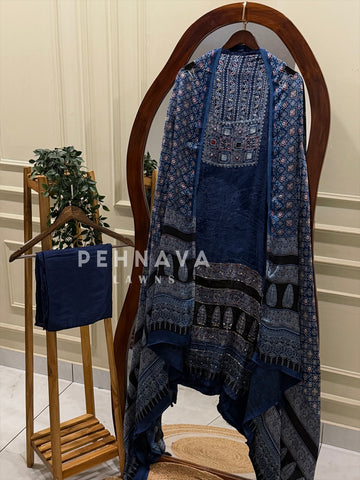 Velvet Ajrakh Printed Unstitched Suit 298