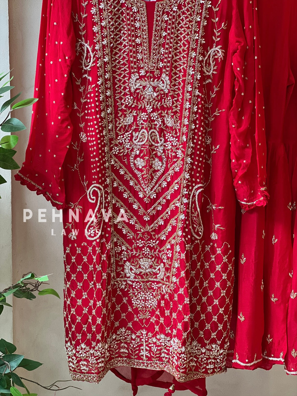 Heavily Handworked Sharara with Pure Chiffon Dupata