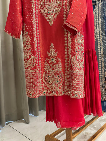 Heavy Handworked Tissue suit with sharara-56671