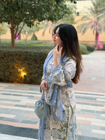 Off white Neckline Embroidered Pak-Suit