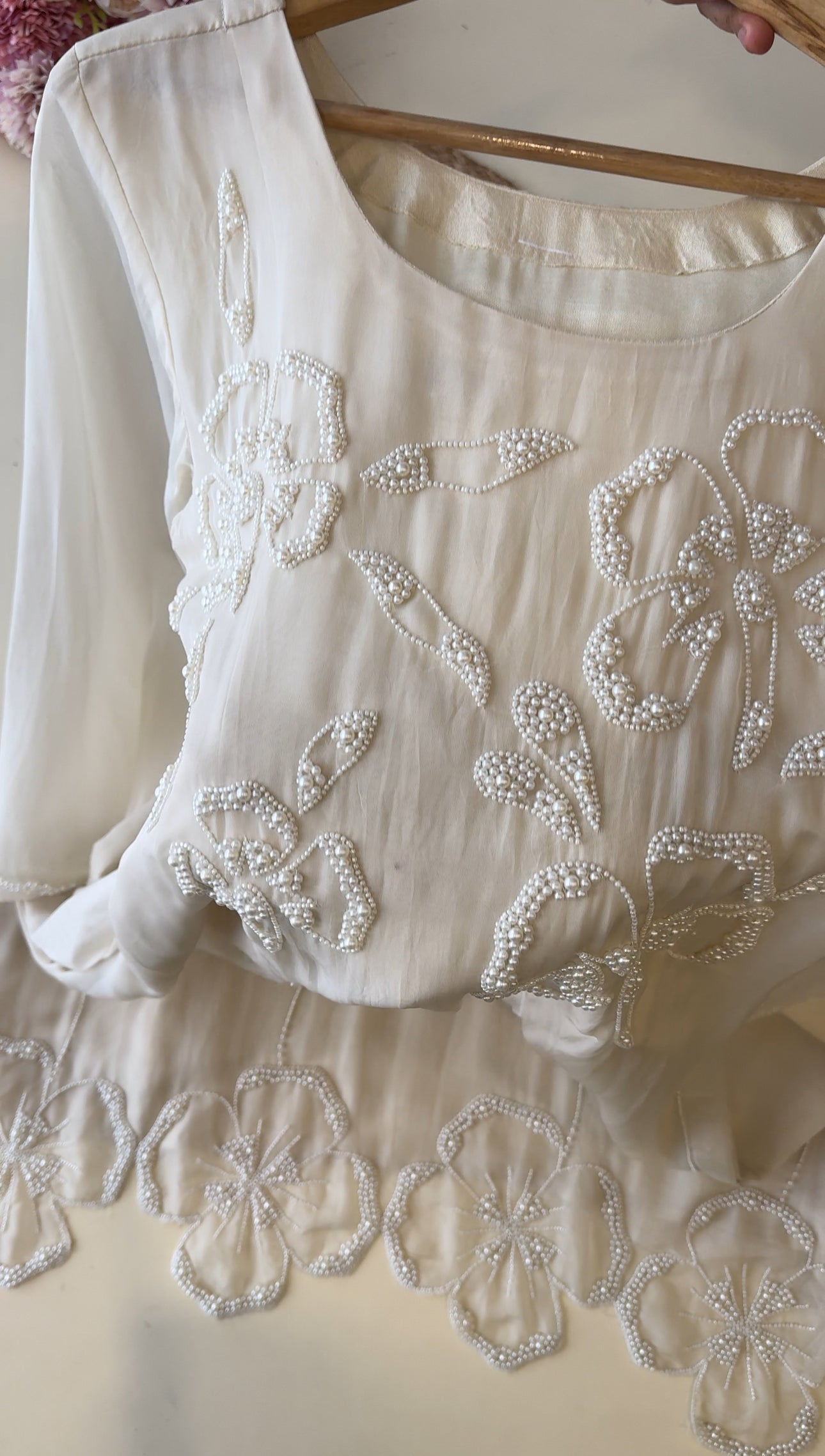 Handworked organza Suit with chiffon dupatta-10024 - Pehnava Lawns