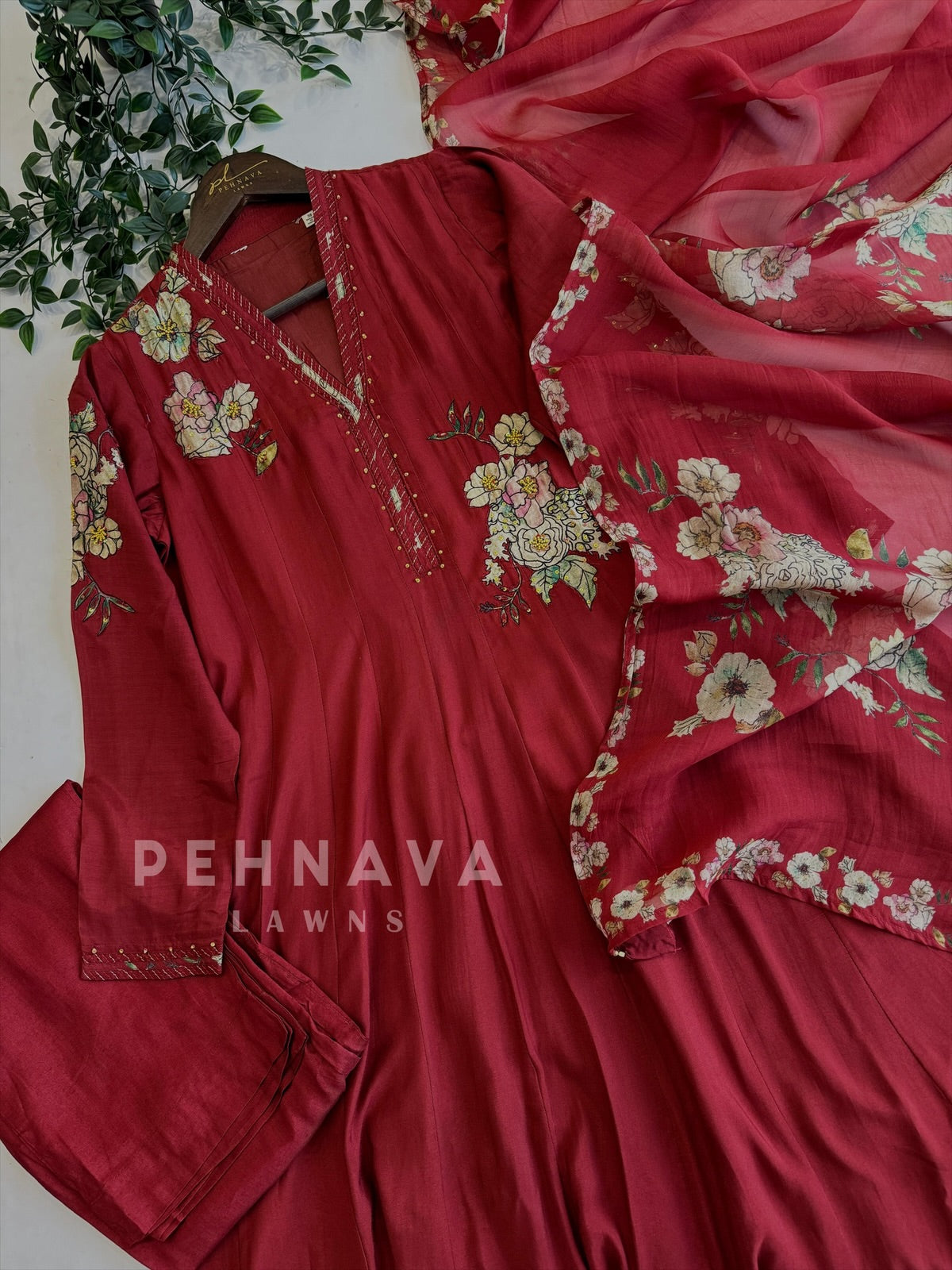 Panel Cut Muslin Anarkali Suit