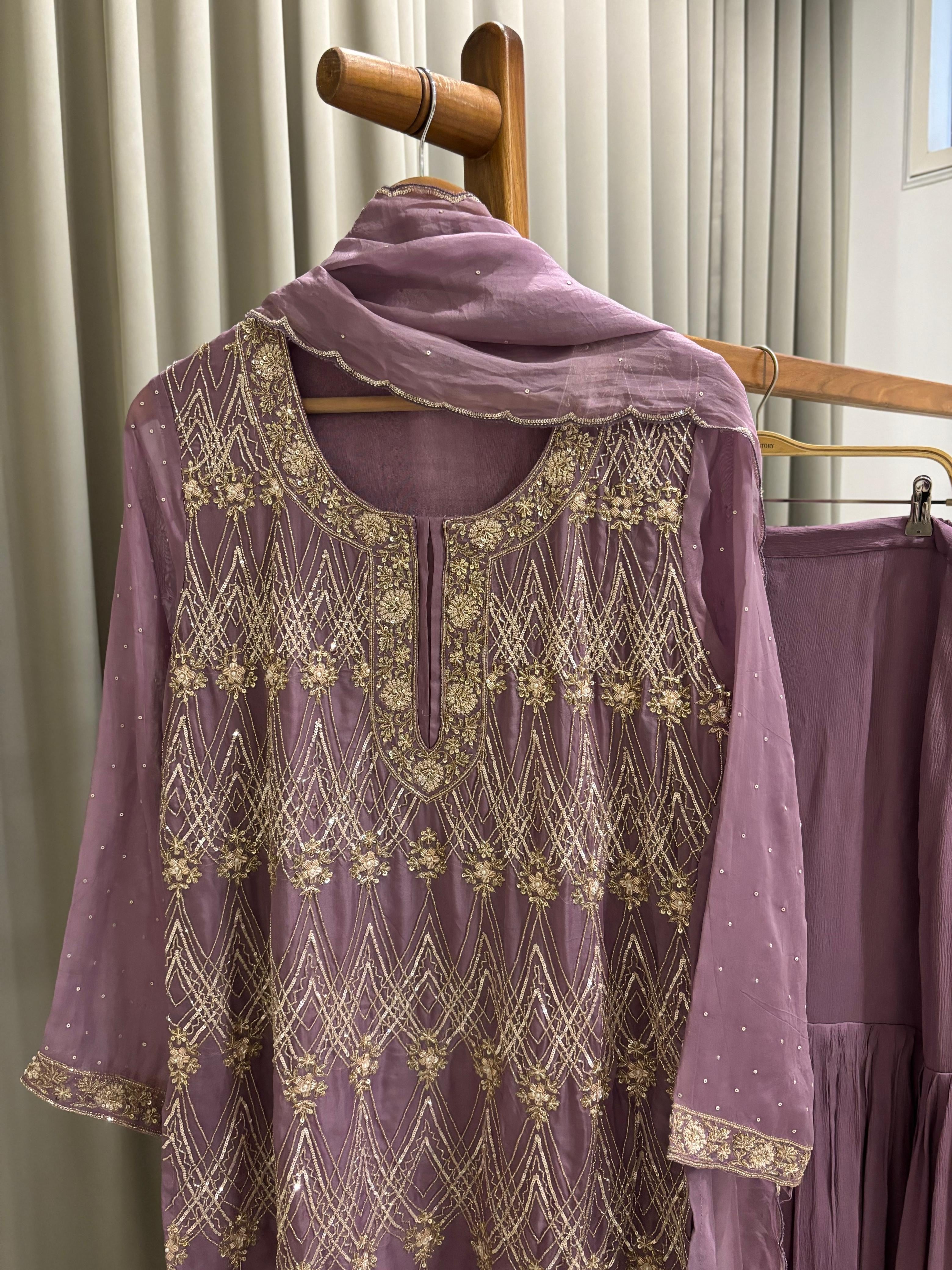 Premium Lavender Handworked  Sharara