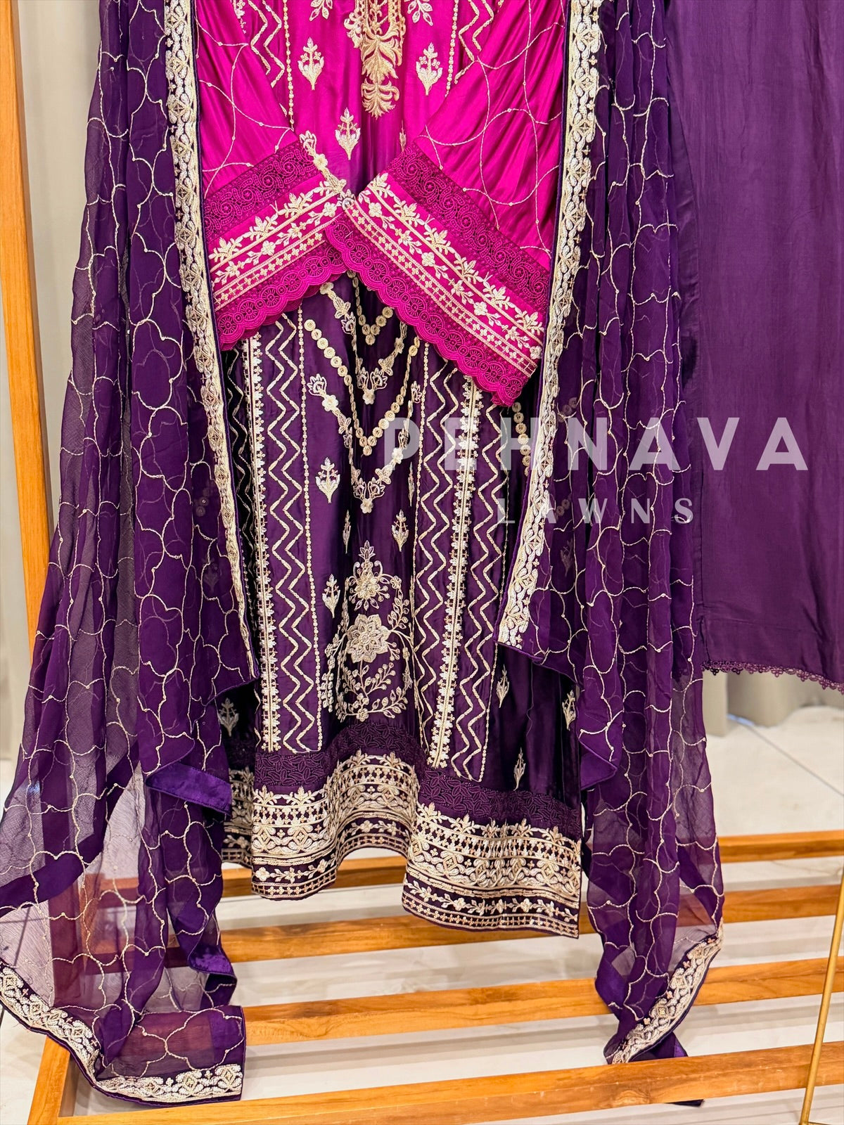 Imported Silk Embroidered Attire - Pehnava Lawns