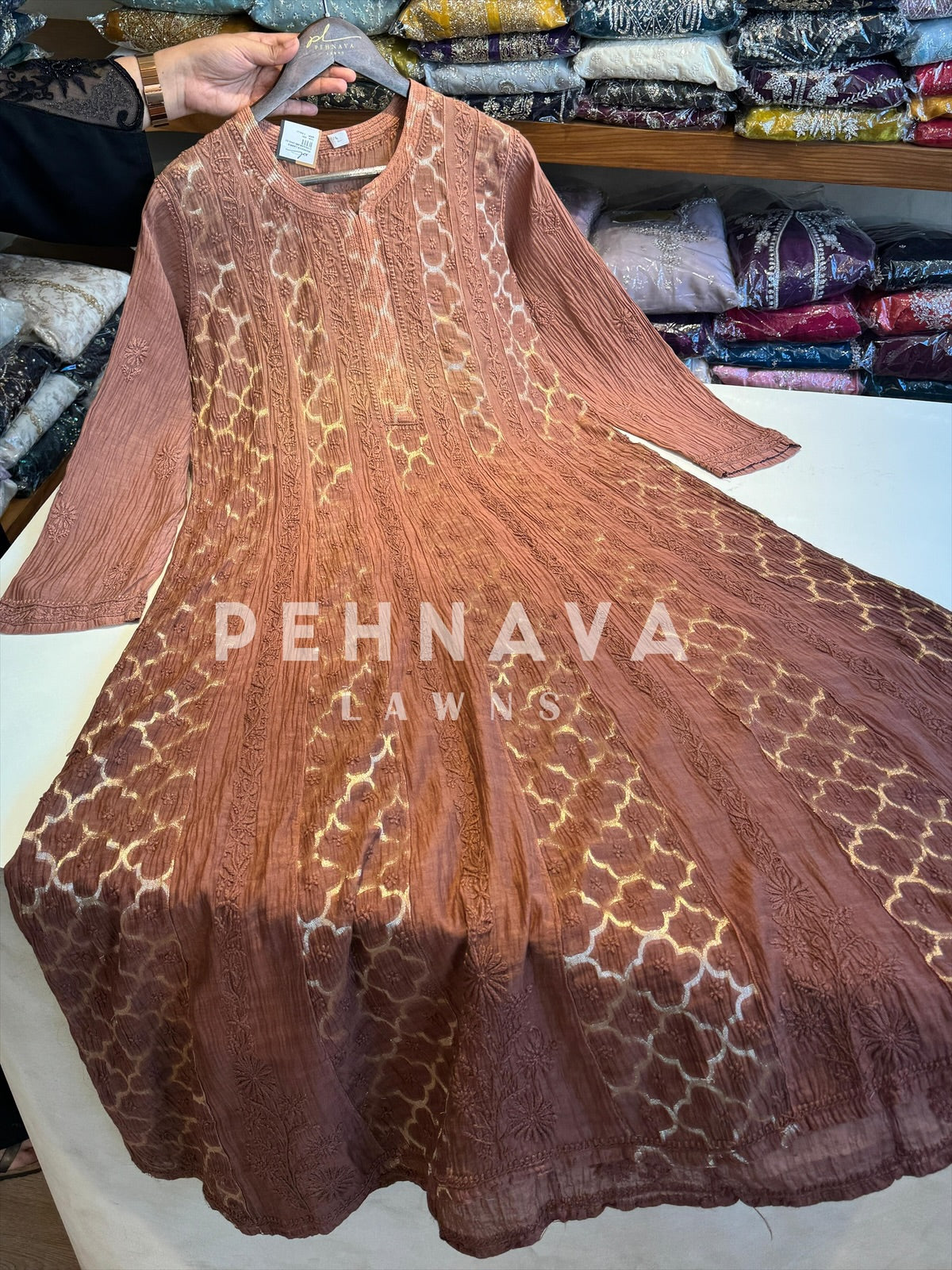 Authentic chikankari Anarkali-Kurta