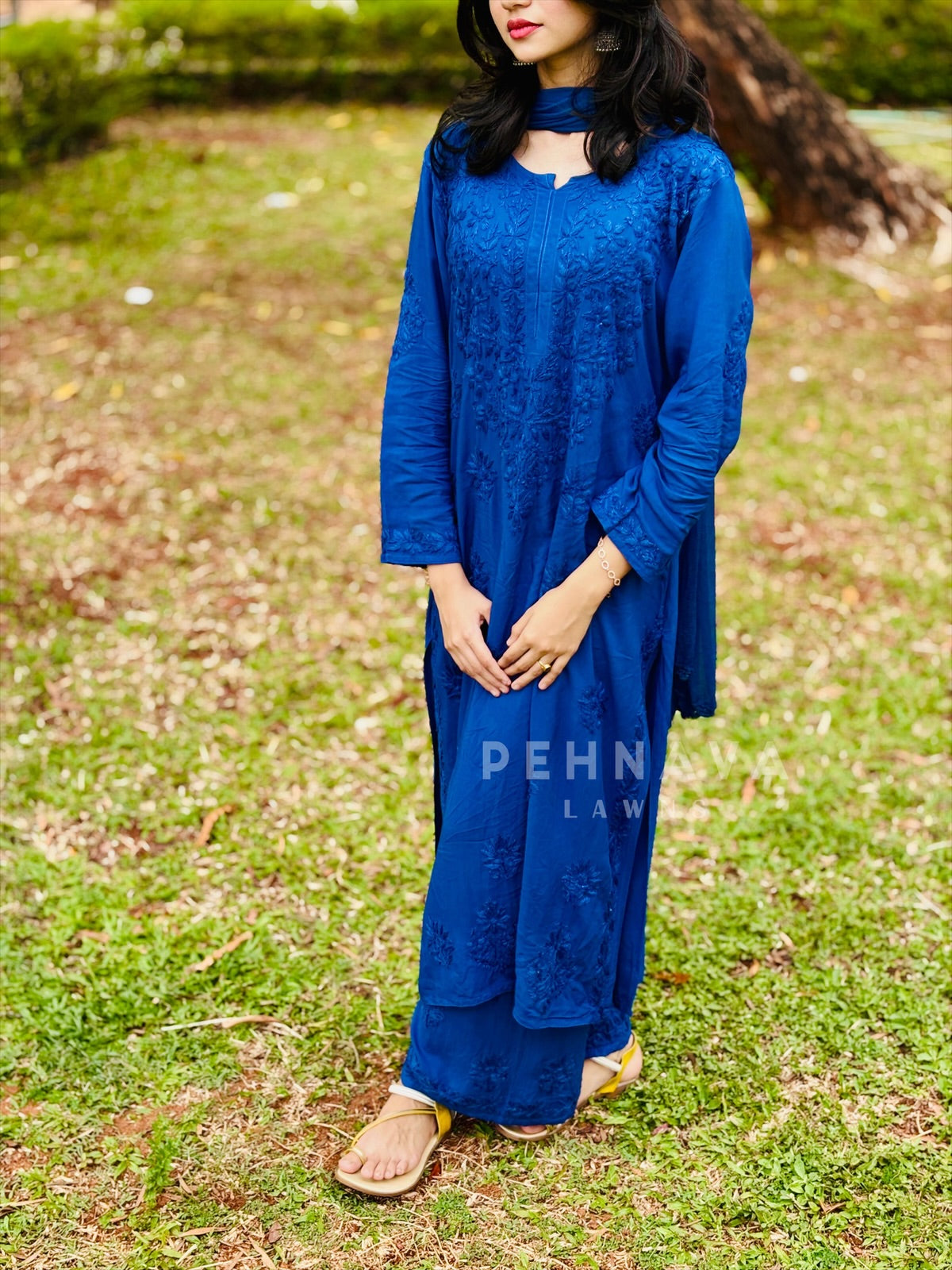 Authentic Chikankari  Suit -Royal Blue Prebooking(15-18 Days Dispatching Time) - Pehnava Lawns