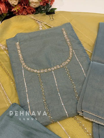 Tissue Handworked Unstitched Suit-304