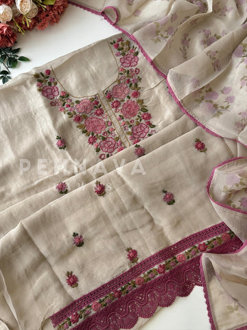 Premium Crushed Tissue Embroidered Unstitched Suit No.2 - Pehnava Lawns