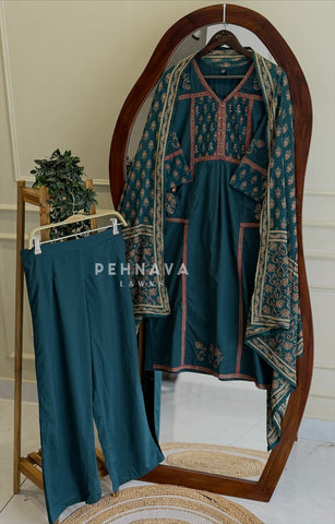 Printed Yoke Panel Suit Set 204