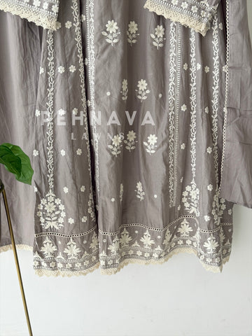 Cotton Chikankari Embroidered Ensemble-346