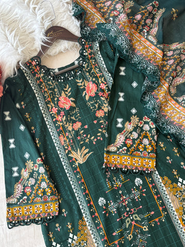 Floral Work Cotton Suit Set 1105