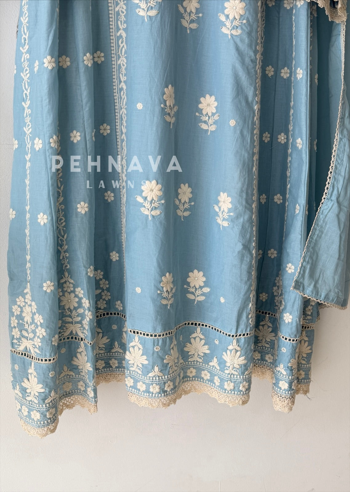 Cotton Chikankari Embroidered Ensemble-LRC 346