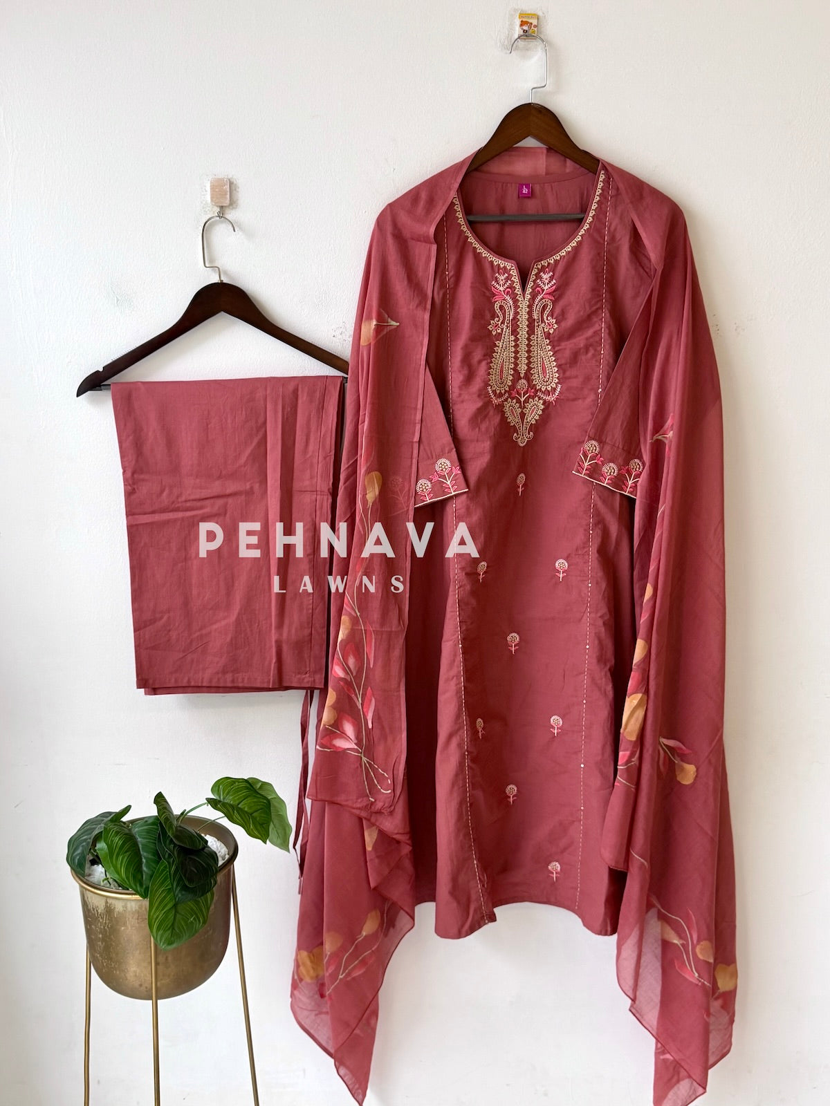 Paiseley Embroidered Three Piece Set-136