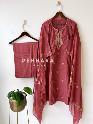 Paiseley Embroidered Three Piece Set-136