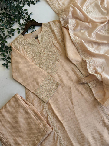 Silk Blend Kurta with Intricate Thread Embroidery - Pehnava Lawns