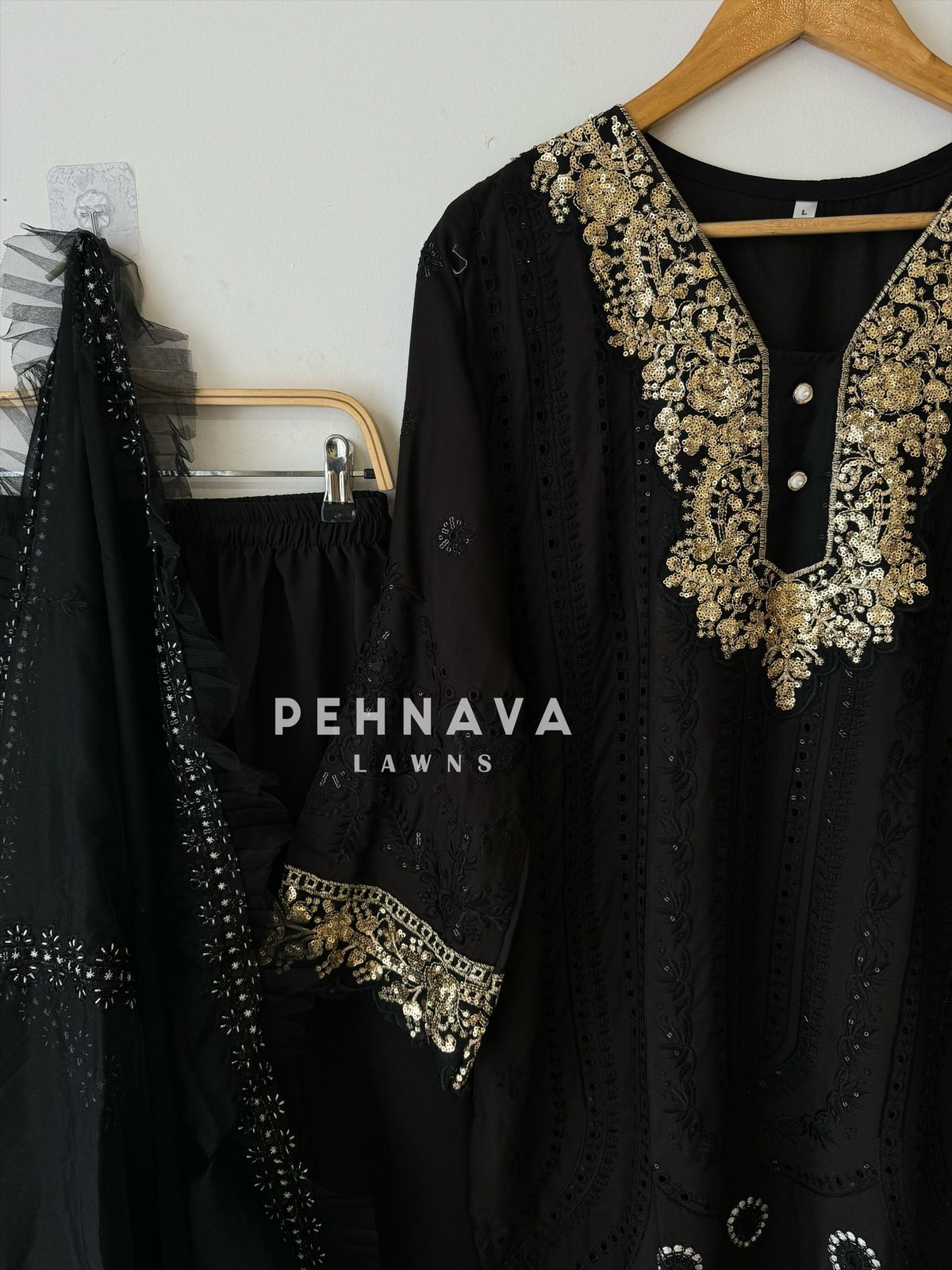Heavy Embroidered Designer Stylish Tunic-Black