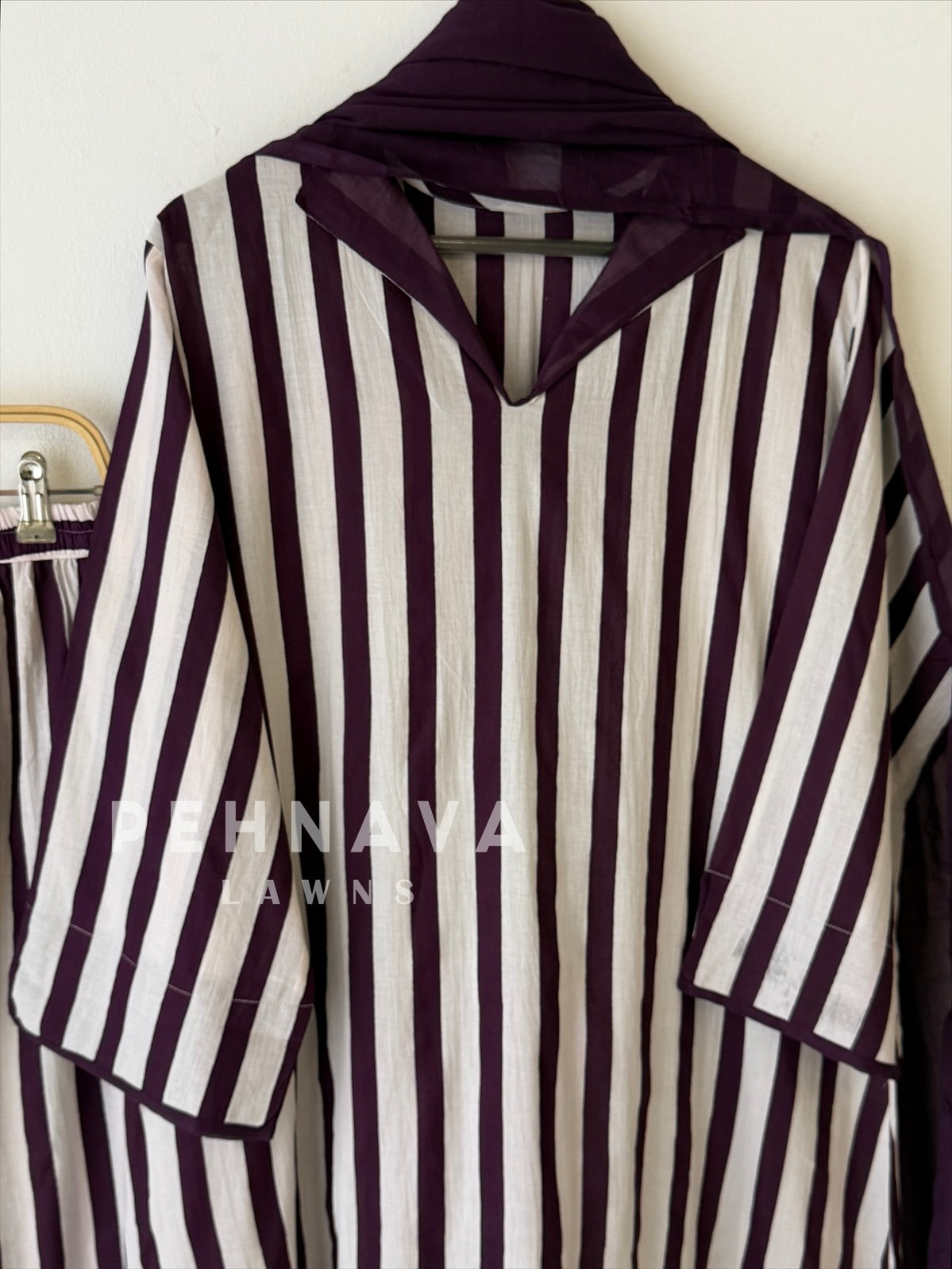 Striped Cotton Suit Set-6106