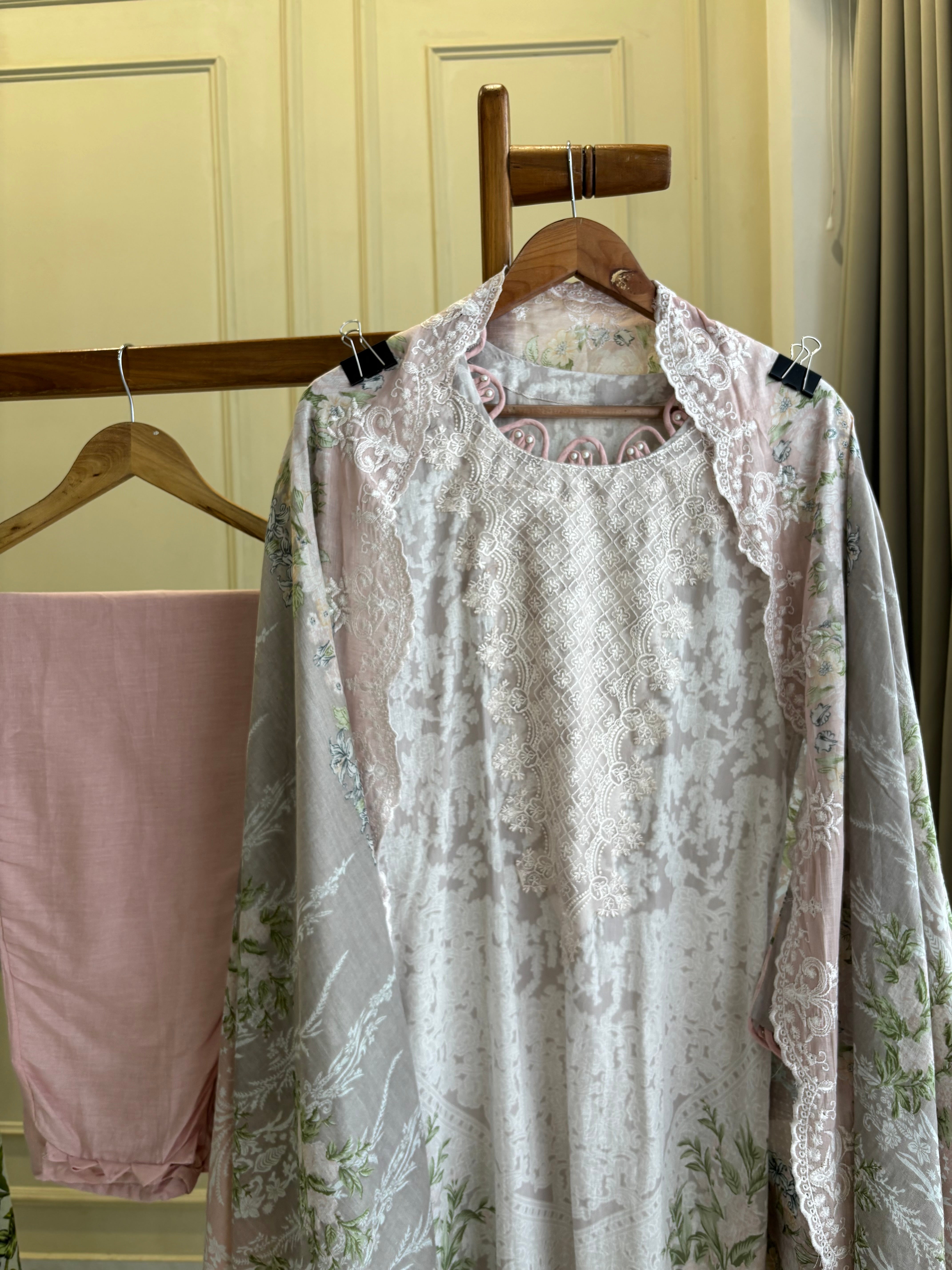 Embellished Floral Cotton Suit-4