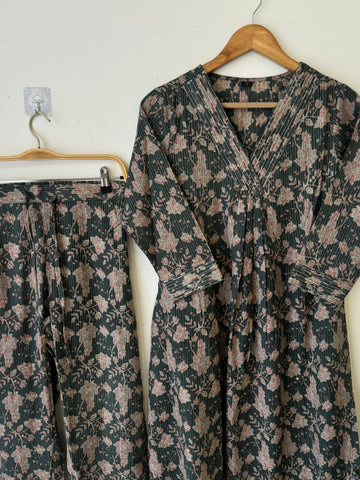 Cotton Two Piece Co-ord Set - GREY