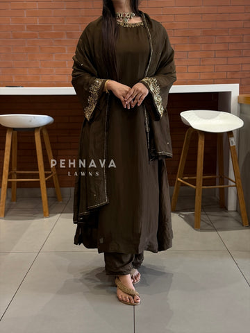 Bell sleeve Handworked Ensemble H-367 - Pehnava Lawns