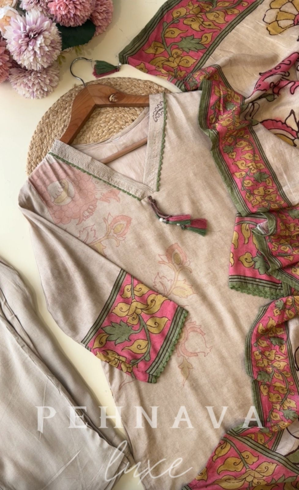 Pure Muslin Digital printed Suit with handwork detailingss