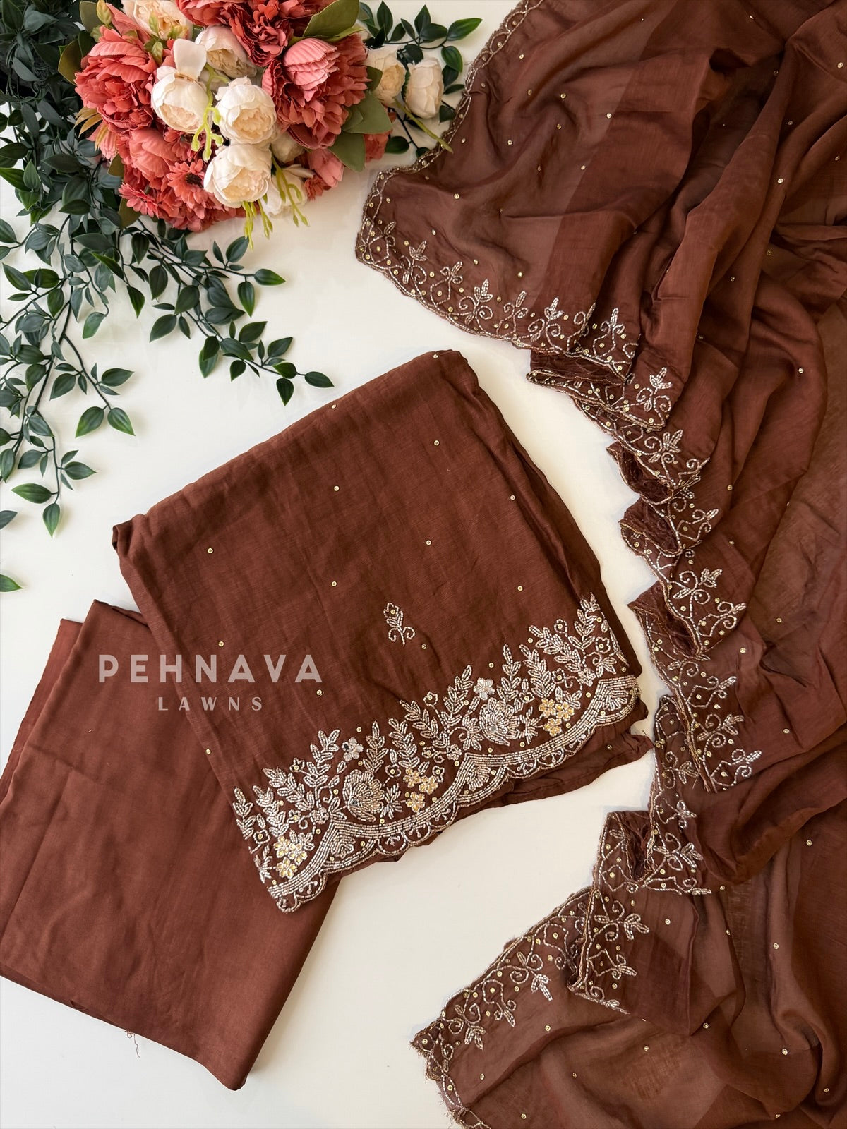 Chanderi Handworked Unstitched Suit-18566