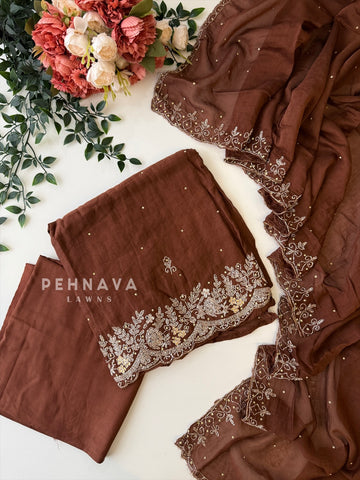 Chanderi Handworked Unstitched Suit-18566