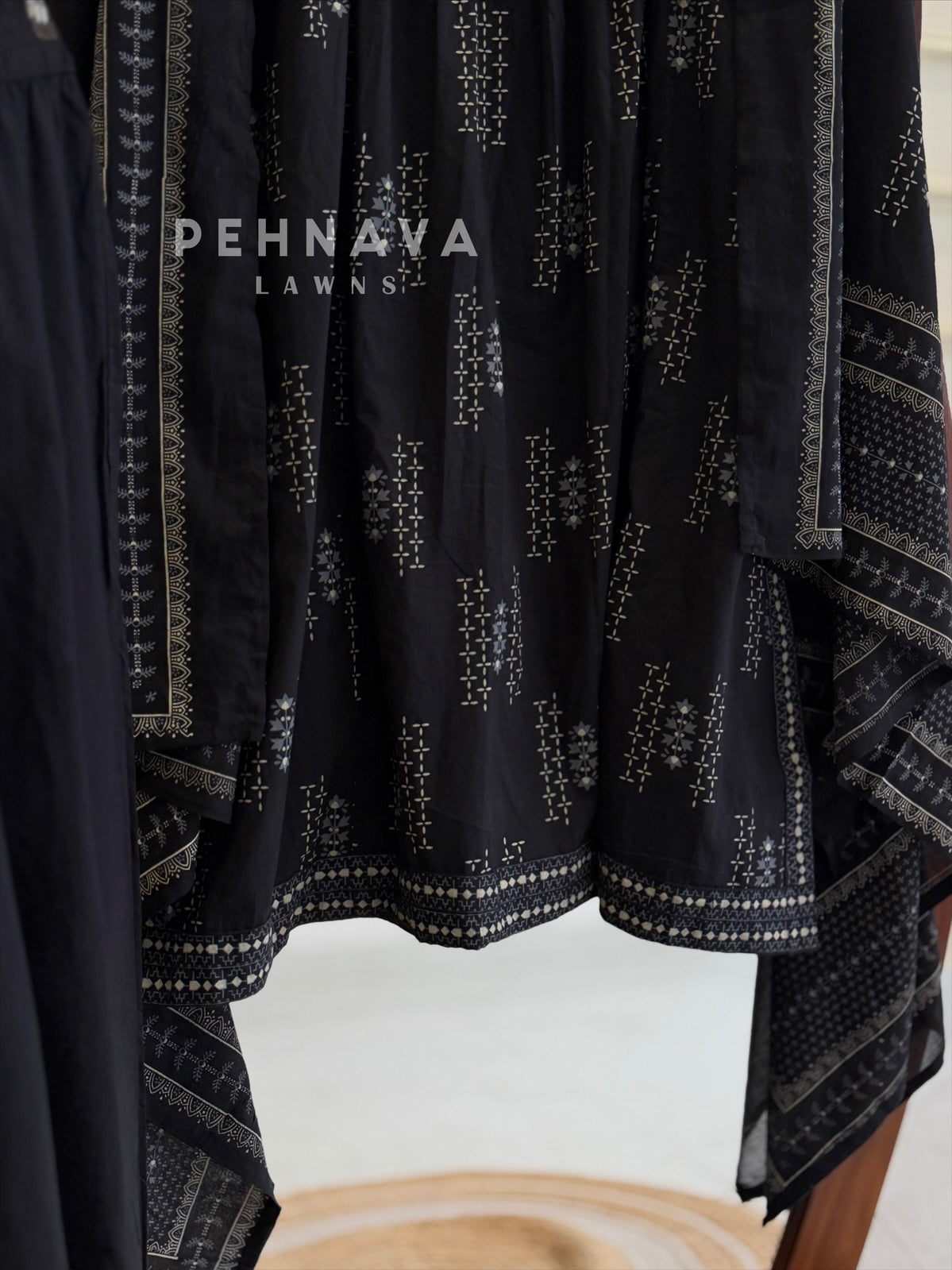 Ethnic Print Three Piece Suit
