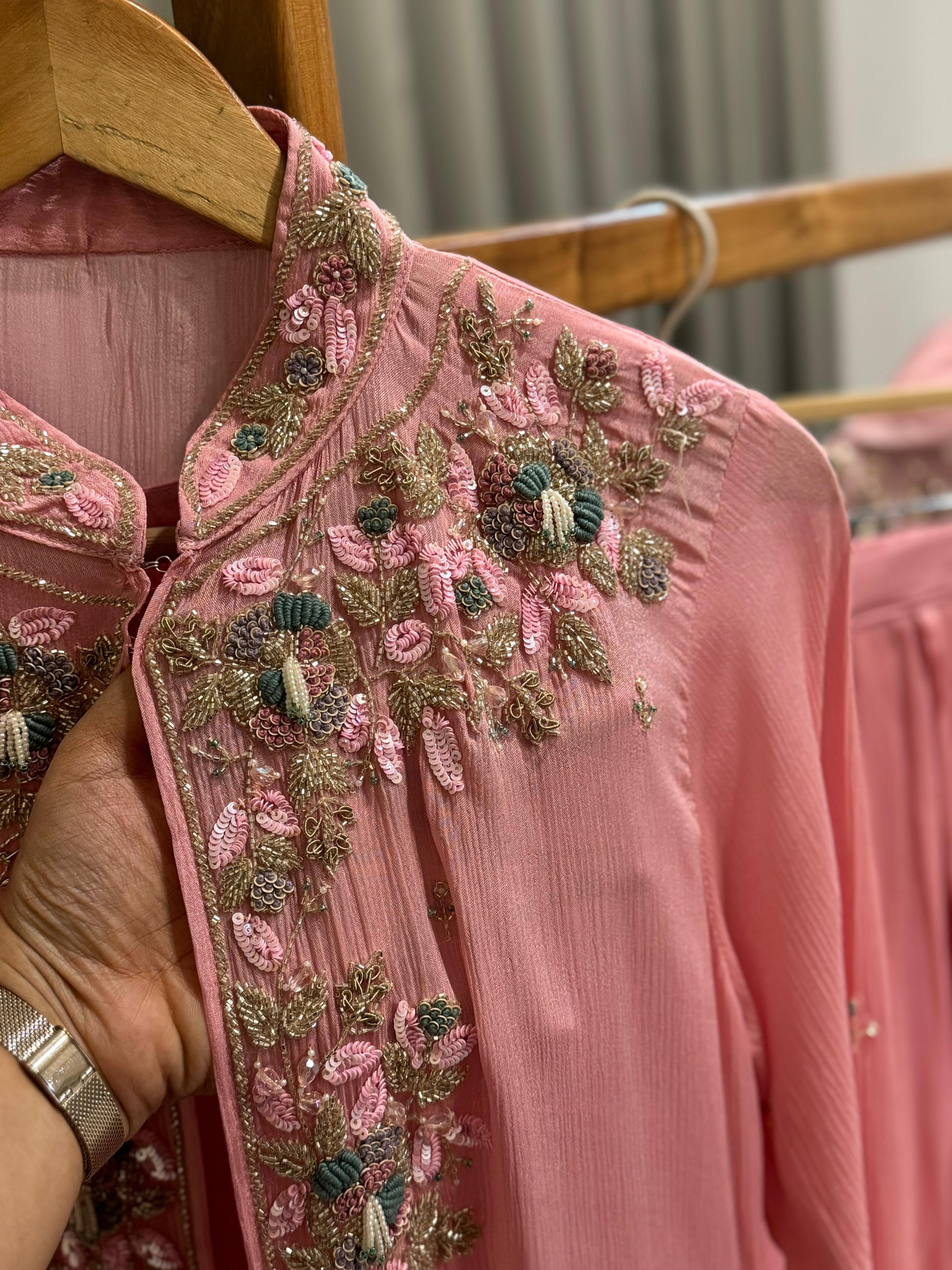 Premium Floral Handworked Jacket Dress