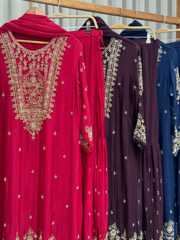 Heavily Handworked Sharara with Pure Chiffon Dupata-6354
