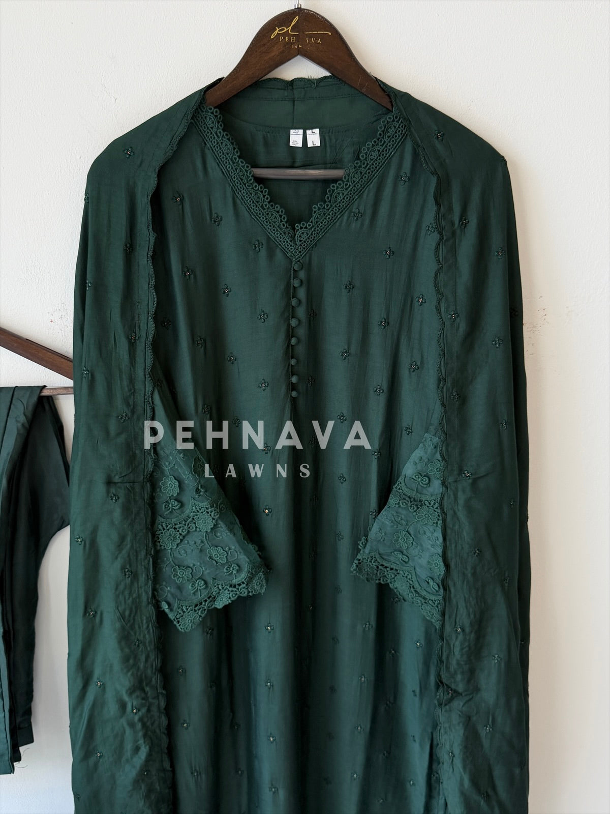 Lace‑Trimmed Embroidered Ensemble