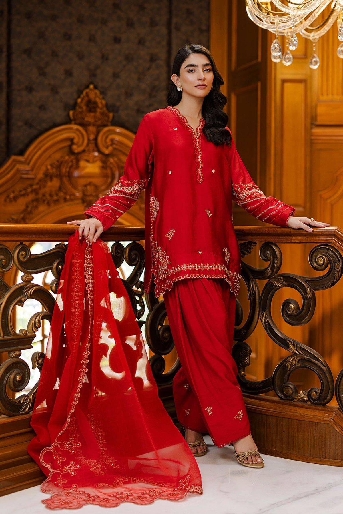 Dhanak luxurious stitched embroidered suit DL-0333