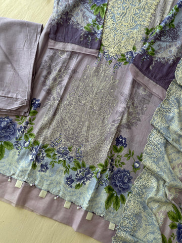 Printed Pakistani Cotton Suit Ft.Neckline Embroidery-3
