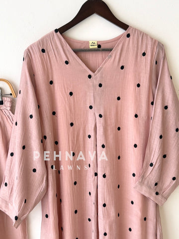 Polka Dot Embroidered Imported Suit-220