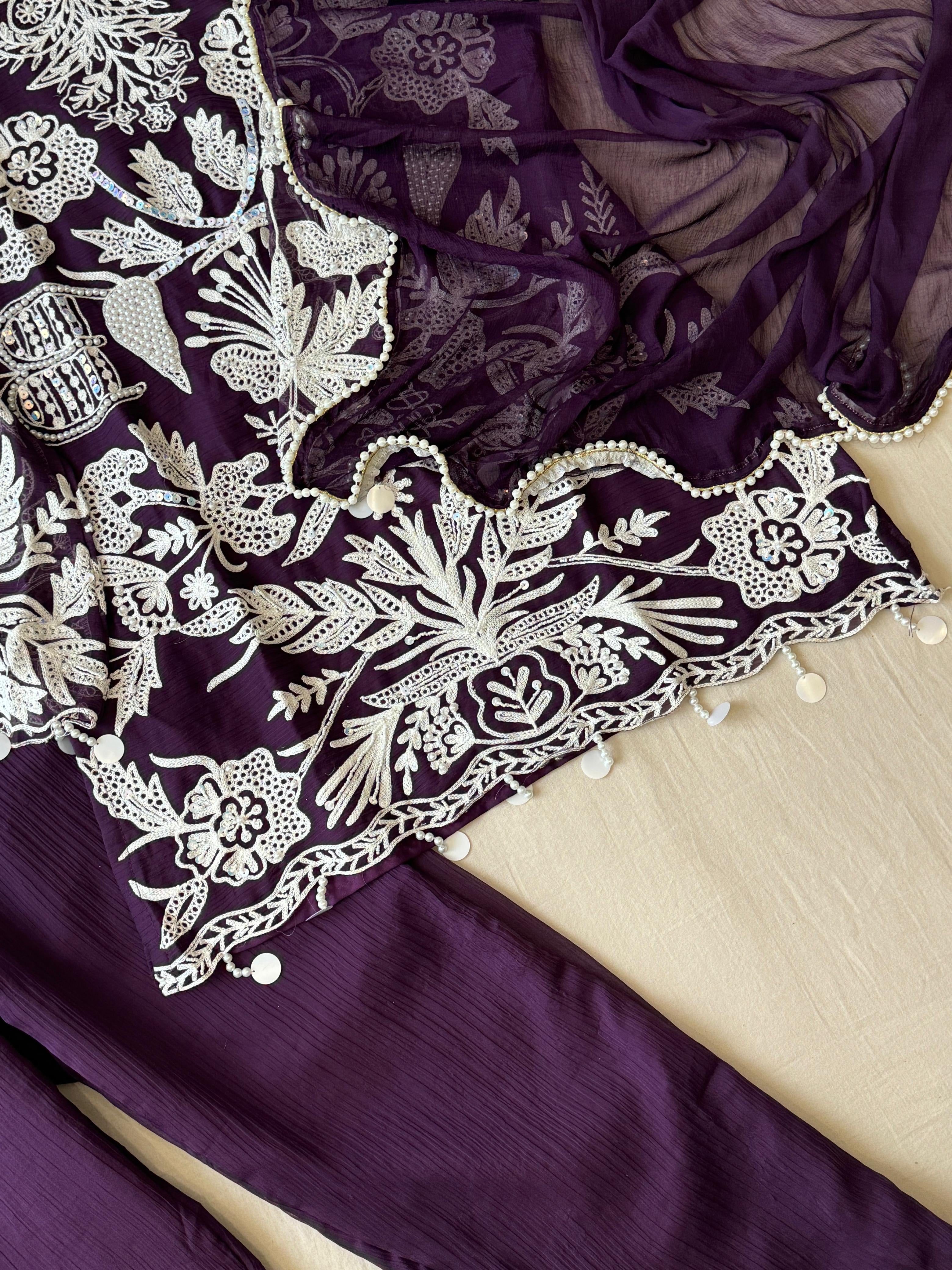 Party Wear Chiffon Georgette Suit Set-Colour Options - Pehnava Lawns