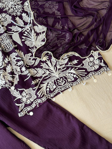 Party Wear Chiffon Georgette Suit Set-Colour Options - Pehnava Lawns