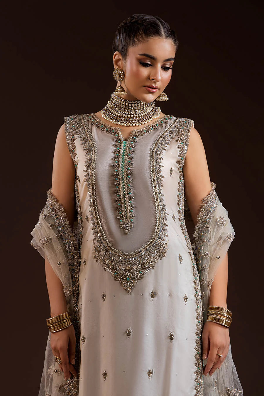 Velvet Yoke Embroidered Suit - Pehnava Lawns