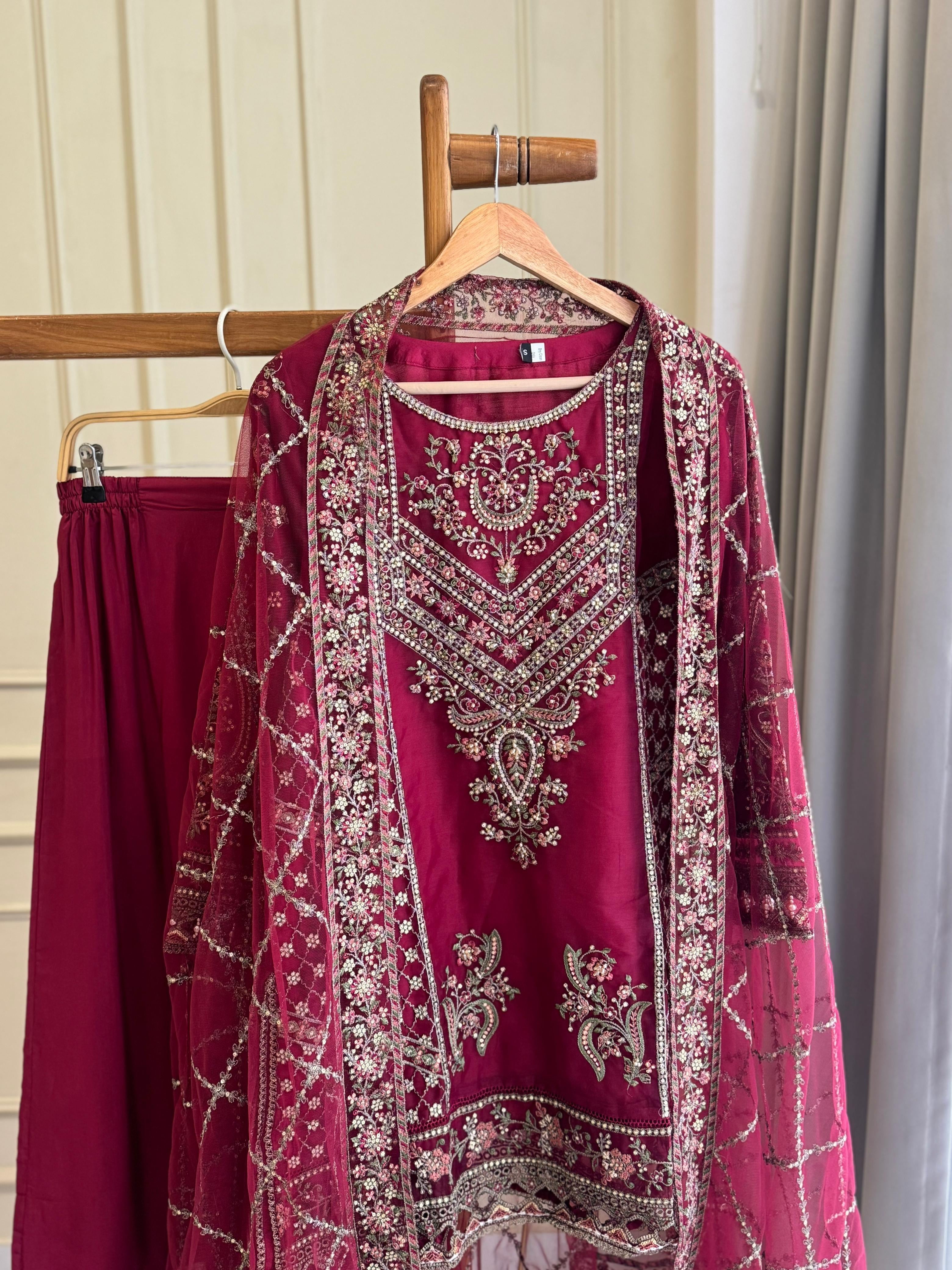 Organza Heavy Handworked Suit-5170