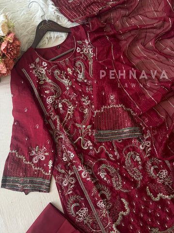 Heavy Embroidery Chiffon Suit